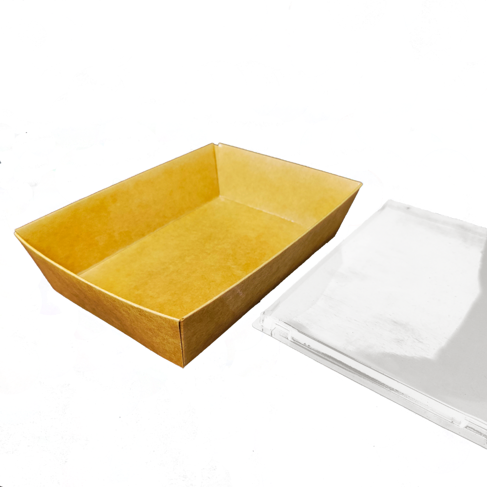 EB05RK-1 Boîte rectangulaire carton kraft avec couvercle PET transparent