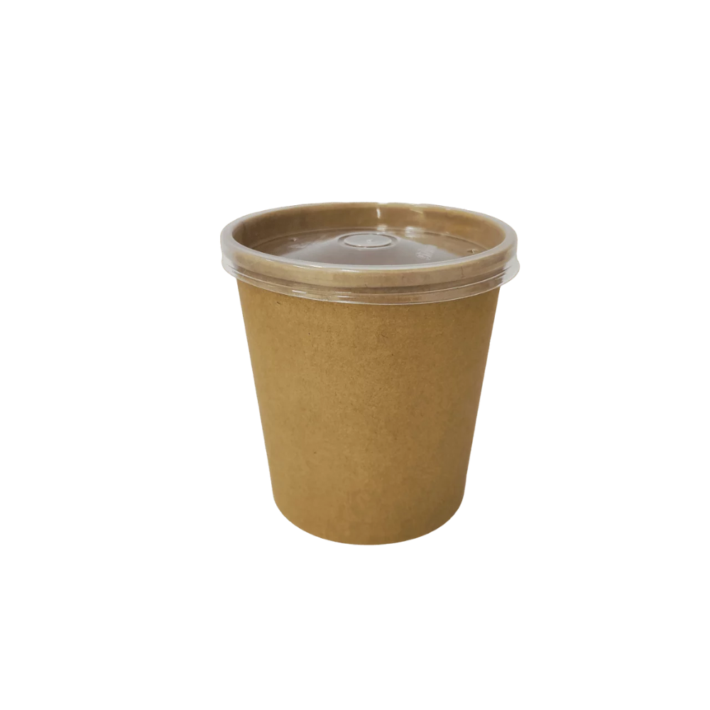 EB16SK (3) pot à soupe kraft avec couvercle PP