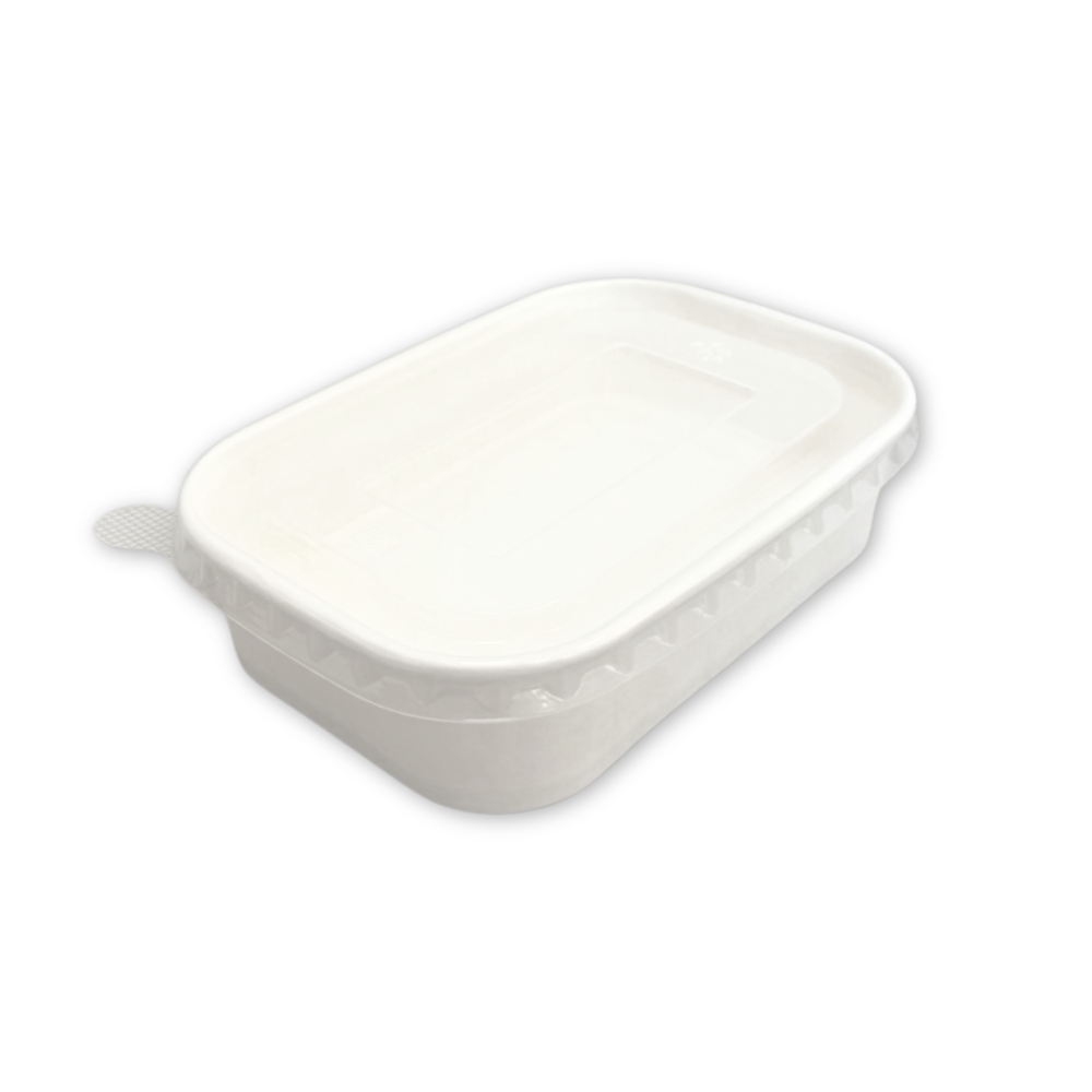 EB500RB Bol rectangulaire blanc avec couvercle PP micro-ondable