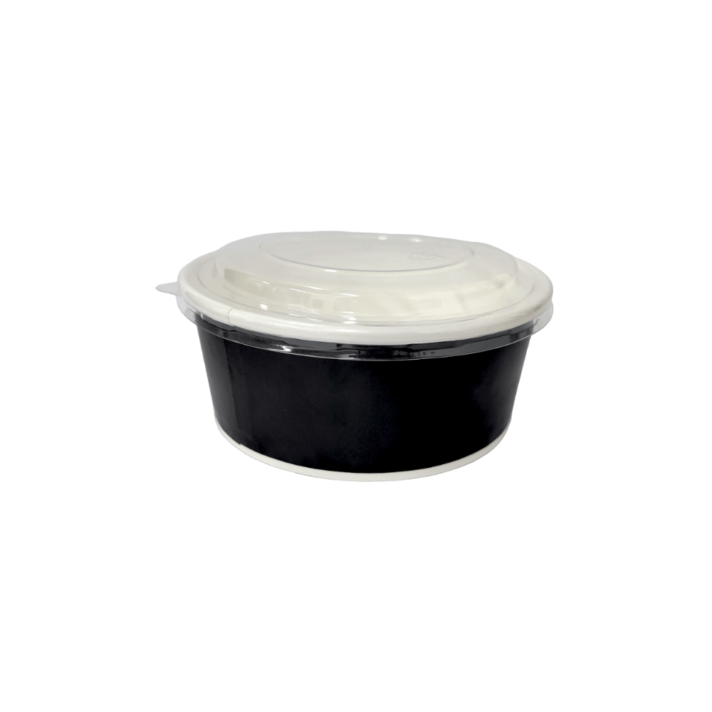 EB750BN-PET 1 Bol kraft noir pour la vente à emporter avec couvercle PET transparent