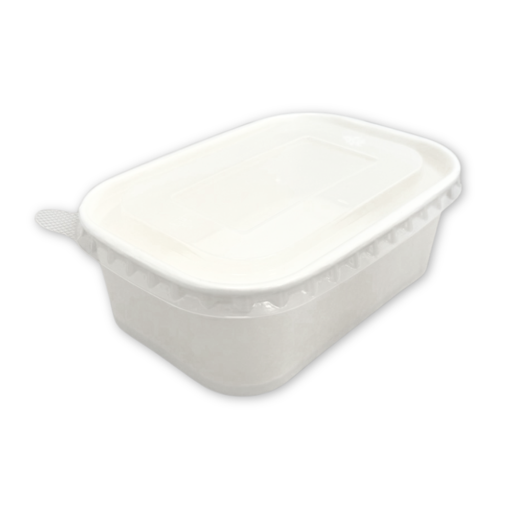 EB750RB Bol rectangulaire blanc avec couvercle PP micro-ondable