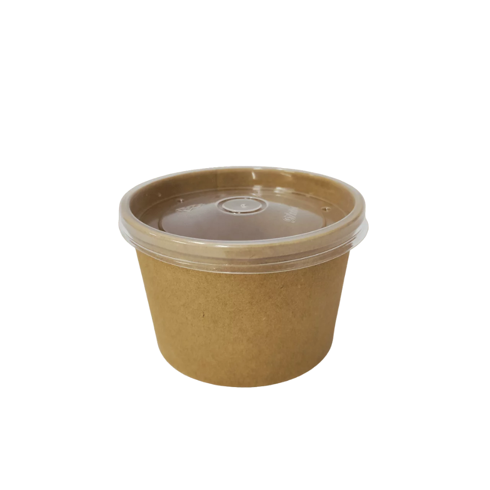 EB8SK (3) pot à soupe kraft 8oz couvercle pp