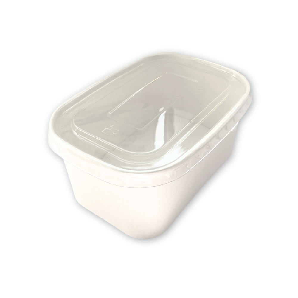 EB1000RB(PET) Bol rectangulaire blanc avec couvercle PET transparent