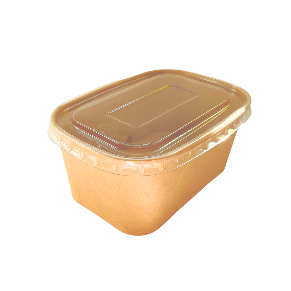 EB1000RK(PET) Bol rectangulaire kraft avec couvercle PET transparent