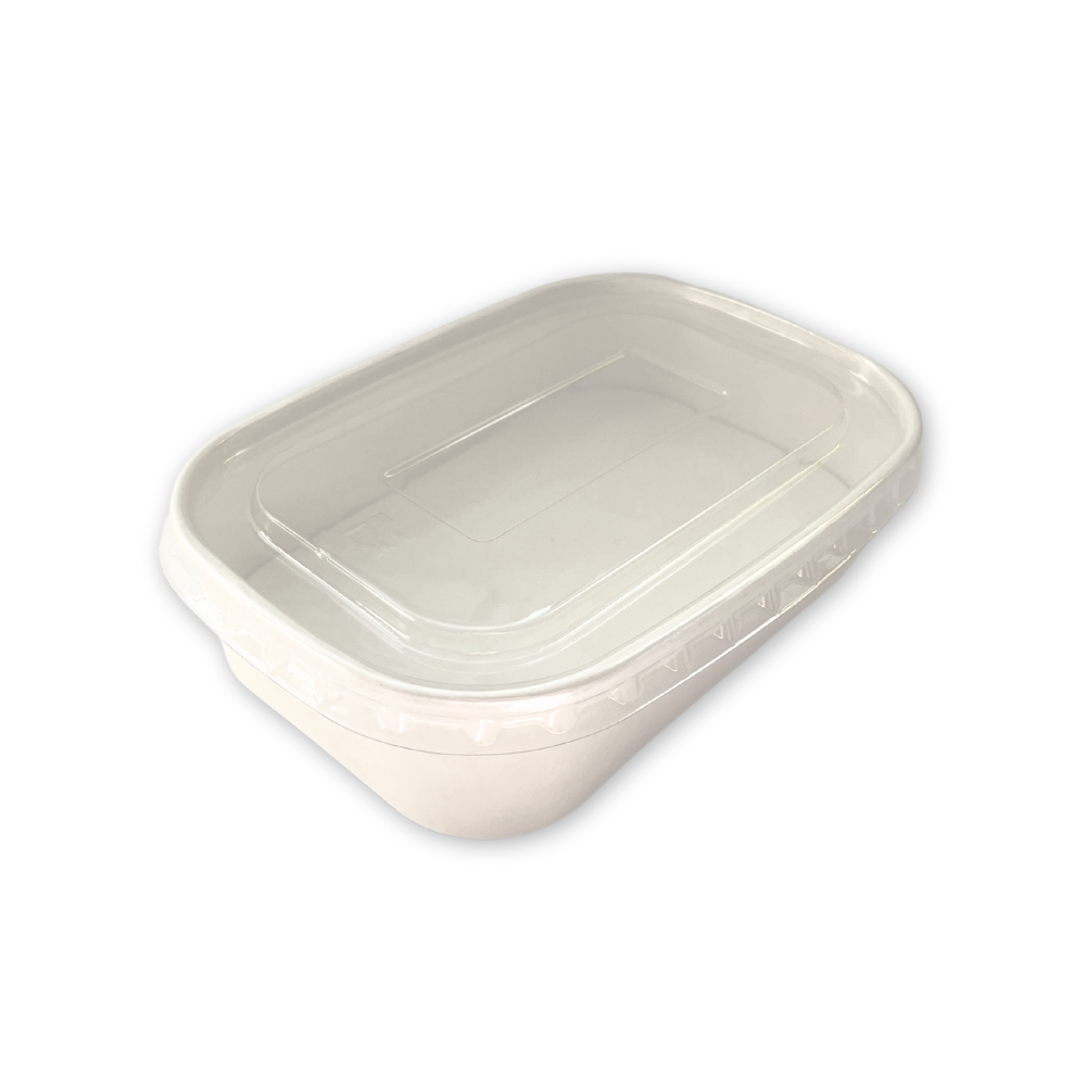 EB500RB(PET)-1 Bol rectangulaire blanc avec couvercle PET transparent