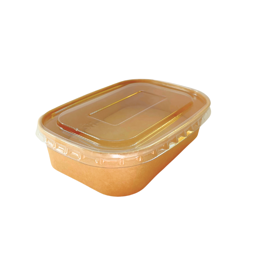 EB500RK(PET) Bol rectangulaire kraft avec couvercle PET transparent