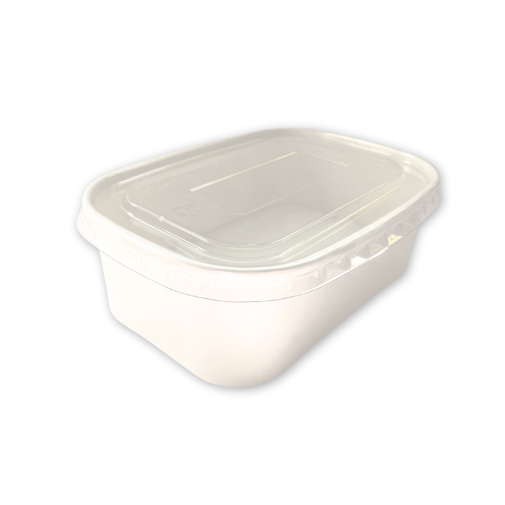 EB750RB(PET) Bol rectangulaire blanc avec couvercle PET transparent