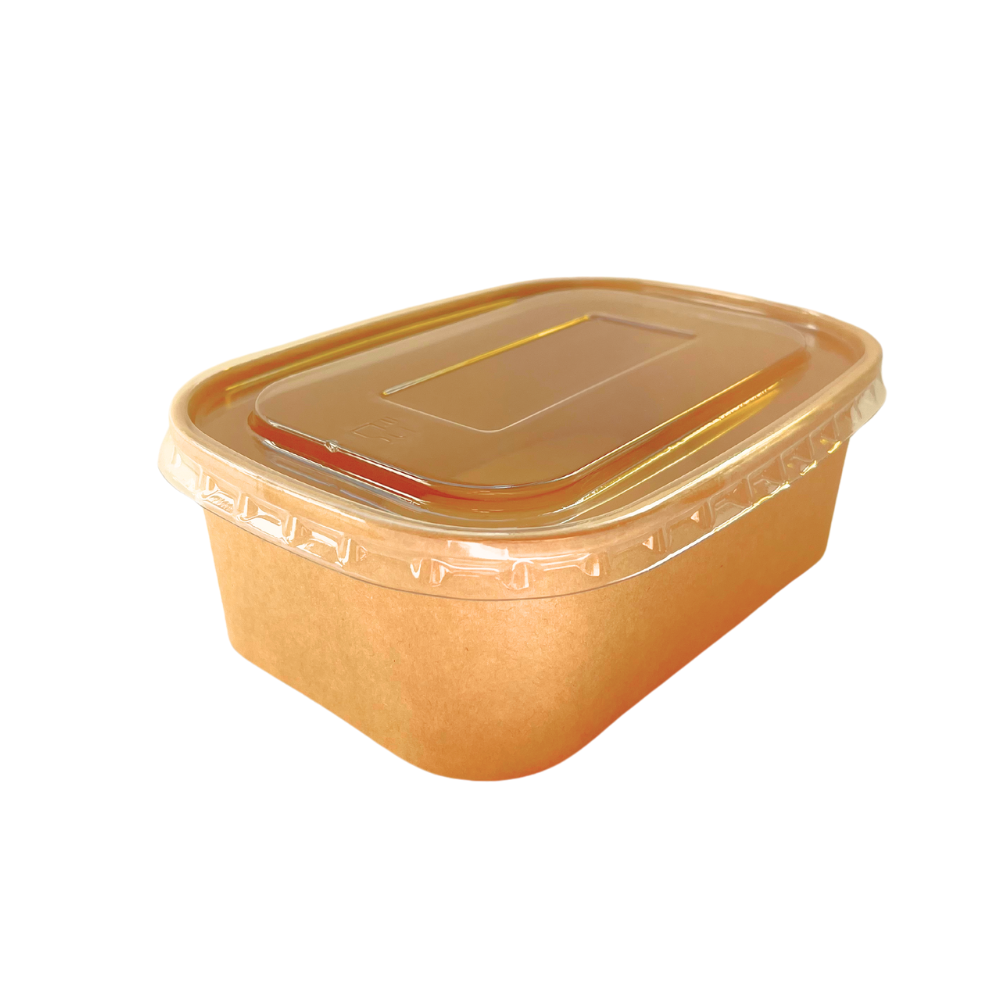 EB750RK(PET) Bol rectangulaire kraft avec couvercle PET transparent
