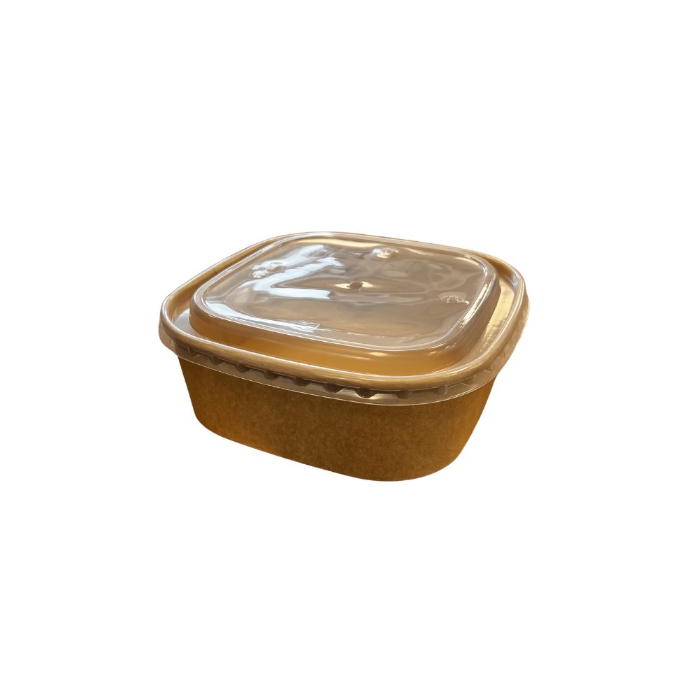 CK1000 Bol rectangulaire kraft 1000 mL avec couvercle PP transparent micro-ondable